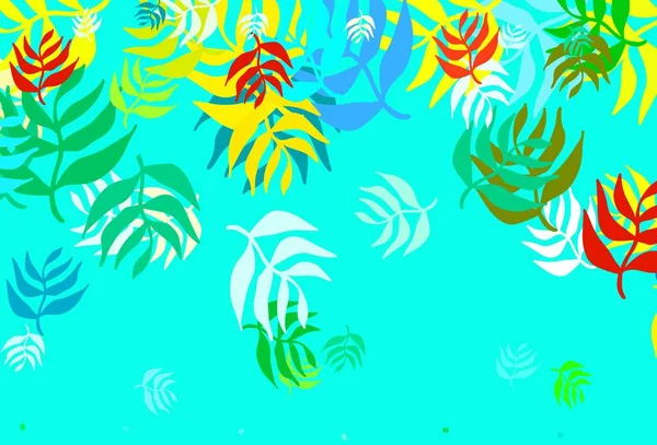 Légère Texture Vectorielle Multicolore Doodle Avec Feuilles Illustration Abstraite Colorée — Image vectorielle