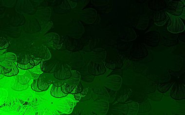 Koyu yeşil vektör arkaplanı ağaçlar ve dallarla karalıyor. Karalama tarzında çiçekli soyut illüstrasyon. Marka kitabınız için yeni şablon.