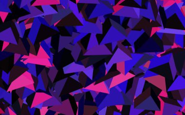 Koyu mor, pembe vektör arkaplan ve çokgen tarzı. Doğa tarzında üçgenleri olan güzel bir çizim. Duvar kağıtları için zarif tasarım.