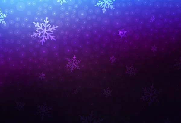 Donkerroze Blauwe Vectorachtergrond Kerststijl Abstracte Illustratie Met Kerstballen Sneeuwvlokken Patroon — Stockvector