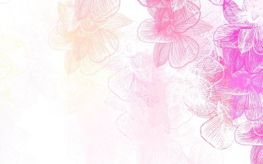 Açık pembe, çiçekli sarı vektör karalama deseni. Beyaz arka planda doğal bir çiçek. İşiniz için yepyeni bir tasarım..