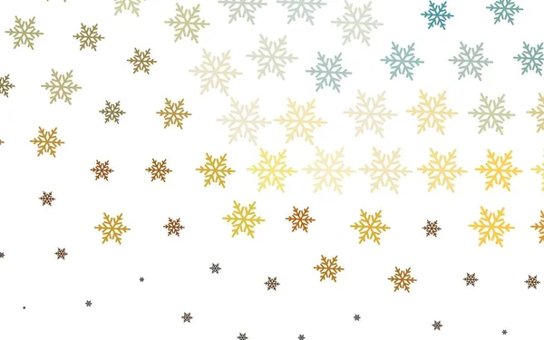 Ανοιχτό Μπλε Κίτρινο Διανυσματική Υφή Χρωματιστές Νιφάδες Χιονιού Αστέρια Σύγχρονη — Διανυσματικό Αρχείο