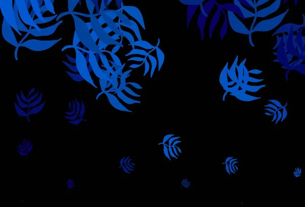 Fond Naturel Vecteur Bleu Foncé Avec Des Feuilles Feuilles Sur — Image vectorielle