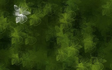 Koyu yeşil vektör çiçekli doğal arka plan. Origami tarzında çiçeklerin karalama çizimi. Markan için şık bir model..