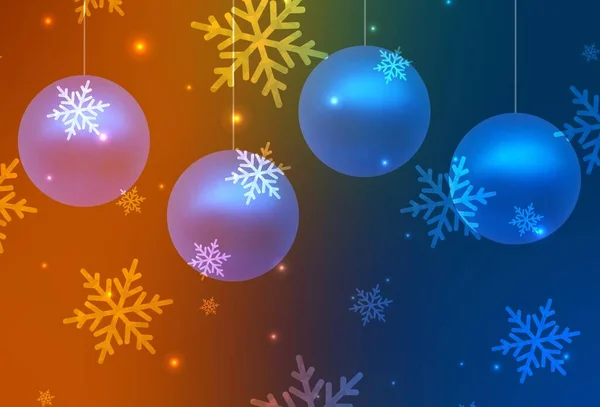 Темно Синий Желтый Вектор Стиле Праздника Красочная Иллюстрация Снегом Новогодними — стоковый вектор