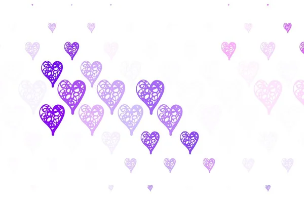 Luz Púrpura Textura Vectorial Rosa Con Corazones Encantadores Diseño Decorativo — Vector de stock