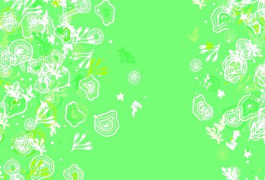 Memphis şekilli açık yeşil vektör arkaplanı. Soyut tarzda rengarenk gradyan şekilleri olan bir resim. Duvar kağıtları için zarif tasarım.