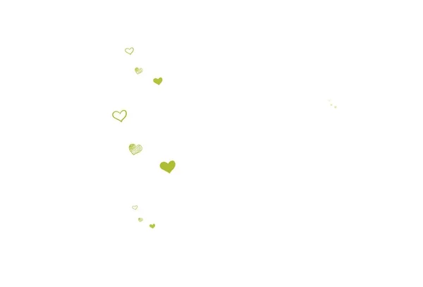 Светло Зеленый Желтый Векторный Узор Цветными Сердцами Декоративный Дизайн Сердечками — стоковый вектор