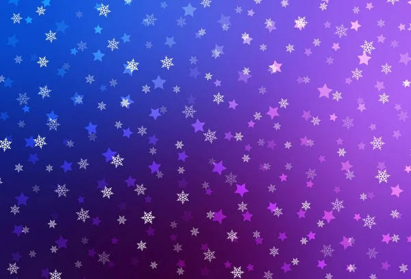 Light Pink Blue Vector Template Ice Snowflakes Stars Colorful Decorative — 스톡 벡터