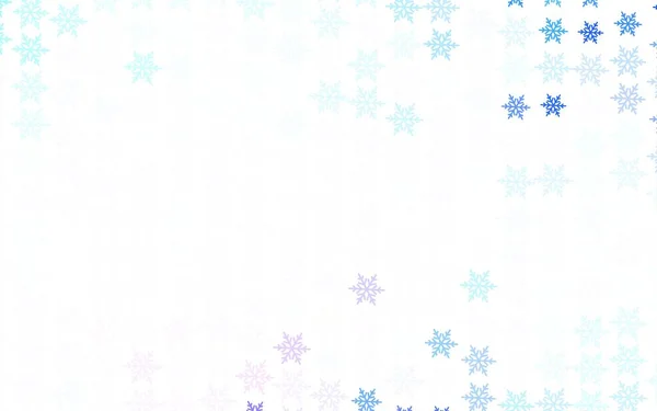 Rosa Claro Fondo Vector Azul Con Copos Nieve Navidad Estrellas — Vector de stock