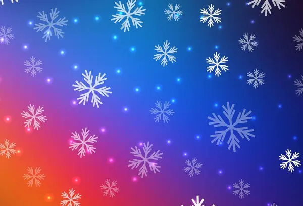 Bleu Clair Fond Vectoriel Rouge Avec Beaux Flocons Neige Étoiles — Image vectorielle
