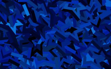 Çizgiler ve üçgenlerle koyu mavi vektör düzeni. Renkli üçgenli modern soyut illüstrasyon. Bir cep telefonu için arka plan.