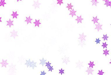 Açık mavi, kırmızı vektör arka planı güzel kar taneleri, yıldızlar. Gradyan kar formlarıyla parlayan renkli çizimler. Yeni yıl arkaplanı için şablon.