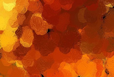 Koyu Turuncu, yapraklı zarif bir şablon. Bulanık arka planda yaprakları olan eskiz karalamalar. Web ve broşürler için elle boyanmış tasarım.