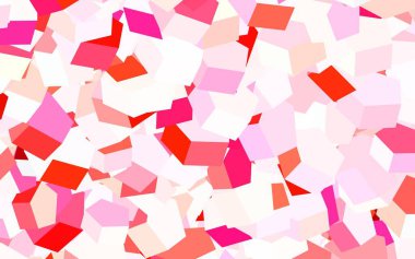 Açık pembe, renkli altıgenli kırmızı vektör deseni. Bulanık arkaplanda renkli altıgenler. Reklamlar, broşürler için desen.