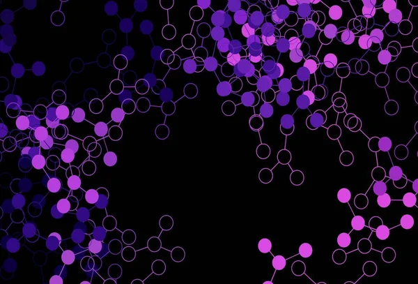 Koyu mor, yapay zeka ağlı pembe vektör deseni. Yapay zekanın bağlantı ve noktalarıyla soyut illüstrasyon. Bilim için desen, geleceksel tasarımlar..