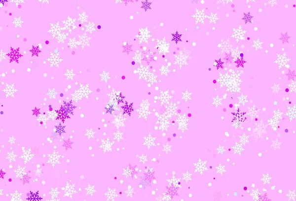 Rosa Claro Fondo Vector Azul Con Hermosos Copos Nieve Diseño — Vector de stock