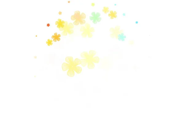 Ανοιχτό Μπλε Κίτρινο Διάνυσμα Αφηρημένο Μοτίβο Λουλούδια Doodle Απεικόνιση Των — Διανυσματικό Αρχείο