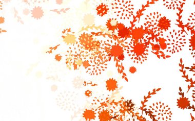 Açık Kırmızı, sarı vektör karalama arkaplanı çiçekler, güller. Beyaz arka planda doğal bir çiçek. Marka kitabınız için yeni şablon.