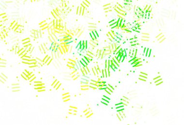 Açık yeşil, parlak çizgili sarı vektör arkaplan, noktalar. Keskin çizgili parlak renkli çizimler. Reklam, kitapçıklar, broşürler için desen.