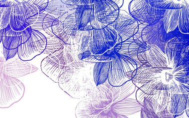 Açık Pembe, mavi vektör çiçekli doğal zemin. Renkli, soyut karalama çiçekleri olan bir resim. İşiniz için en iyi tasarım..