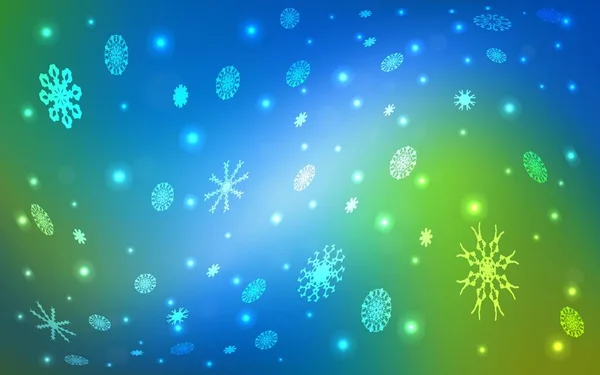 浅蓝色 绿色矢量模板 模糊的装饰设计在圣诞节风格与雪 这个图案可以用在新年广告和小册子上 — 图库矢量图片