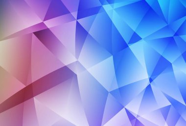 Açık mavi, kırmızı vektör üçgen mozaik arka plan. Üçgenli parlak renkli çizimler. Dizaynınız için üçgen desen.