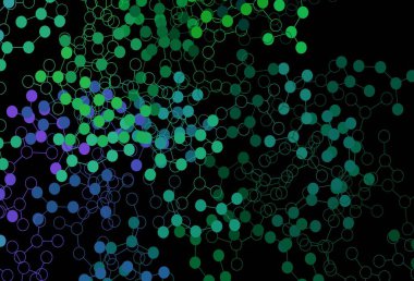 Koyu pembe, yapay zeka yapısına sahip yeşil vektör şablonu. Parlak renkli bir illüstrasyon ve yapay zekanın gerçek yapısı. Zeka ve yenilik reklamları için şablon.