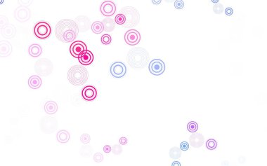 Disklerle açık pembe vektör dokusu. Doğa tarzında renkli baloncuklu soyut illüstrasyon. Reklamlar, broşürler için desen.