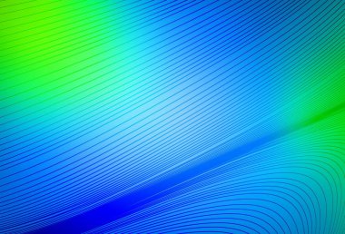 Açık mavi, yeşil çizgili vektör arka plan. Basit çizgilerle renkli gradyan çizimi. Tasarımınız için desen.