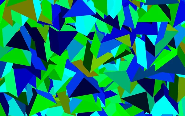 Темно Синій Зелений Векторний Фон Трикутниками Блискуча Абстрактна Ілюстрація Трикутними — стоковий вектор