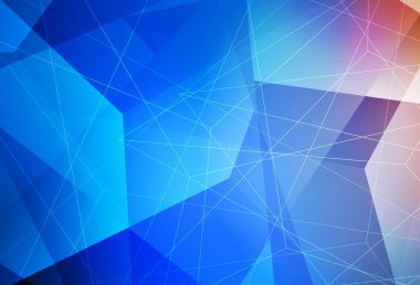 Açık mavi, kırmızı vektör düzeni çizgiler, üçgenler. Üçgen şekilli ışıltılı soyut çizimler. Web siteniz için basit tasarım.