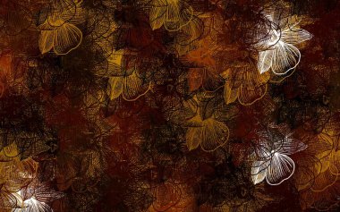 Koyu yeşil, sarı vektör çiçekli doğal zemin. Çiçeklerle karalama tarzında renkli çizimler. Markan için şık bir model..