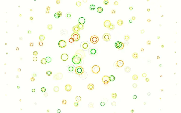 ライトグリーン ディスク付きイエローベクトルテクスチャ 雨のぼやけた滴と光る抽象的なイラスト 美しいウェブサイトのためのパターン — ストックベクタ