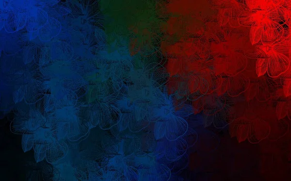 Mörkblå Röd Vektor Naturlig Bakgrund Med Blommor Glitter Abstrakt Illustration — Stock vektor