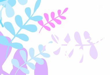Açık Mor, yapraklı pembe vektör soyut tasarımı. Karalama tarzında yaprakları olan belirsiz bir çizim. Web ve broşürler için elle boyanmış tasarım.