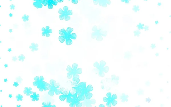 Ljusblå Grön Vektor Klotter Bakgrund Med Blommor Glitter Abstrakt Illustration — Stock vektor