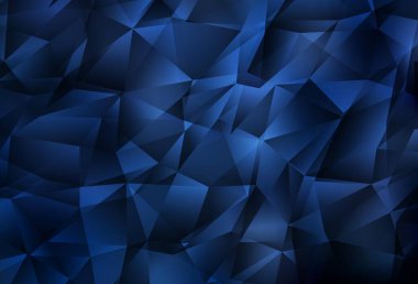 Koyu mavi vektör eğimli üçgen şablonu. Çokgen soyut çizim ve gradyan. İşiniz için yepyeni bir tasarım..