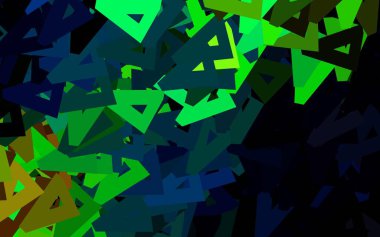 Koyu mavi, üçgen biçiminde sarı vektör dokusu. Renkli üçgenlerin olduğu bir resim. İniş sayfası için modern şablon.