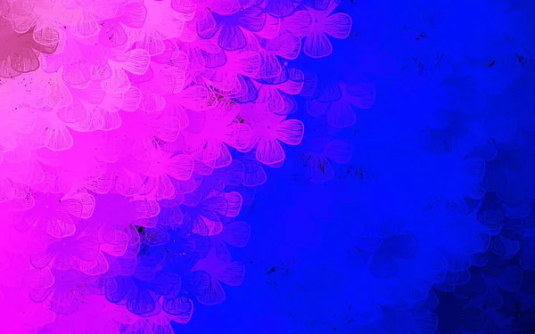 Темний Рожевий Блакитний Векторний Каракулі Деревами Гілками Doodle Ілюстрація Квітів — стоковий вектор