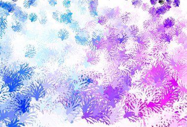 Açık Pembe, dalları olan mavi vektör zarif şablon. Yapraklı soyut illüstrasyon, karalama tarzı dallar. Tasarımınız için yeni şablon.