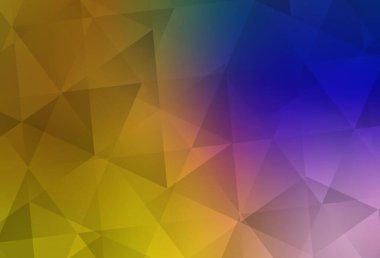 Koyu pembe, sarı vektör çokgen arkaplan. Origami tarzında gradyan ile geometrik çizim. Dizaynınız için üçgen desen.