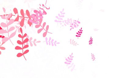 Açık pembe vektör çizimi yapraklarla. Karalama tarzında yaprakları olan belirsiz bir çizim. İşiniz için yepyeni bir tasarım..