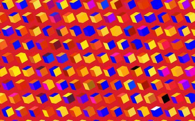 Koyu mavi, eşkenar dörtgenli sarı vektör arkaplan. Dikdörtgenleri ve kareleri olan güzel bir çizim. Web siteleri için şablon kullanılabilir.