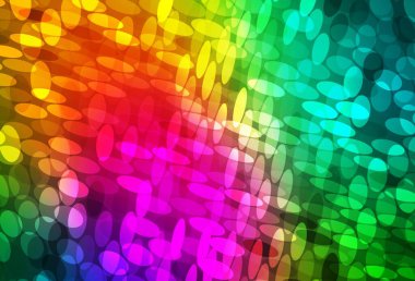 Lekeli koyu renkli vektör arkaplanı. Parlak renkli soyut çemberlerin olduğu bir resim. Marka kitabınız için yeni şablon.