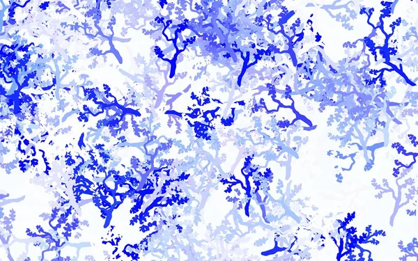 Açık mavi, sarı vektör karalama arkaplanı yapraklar, dallar. Yaprakları ve dalları olan parlak renkli çizimler. İşiniz için yeni tasarım.