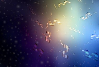 Koyu mavi, sarı vektör arkaplan tatil tarzında. Renkli Noel şeyleri ile soyut gradyan çizimi. Kitapçıklar, eğitim broşürleri.