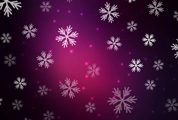 Fondo Vectorial Rosa Oscuro Con Copos Nieve Navidad Estrellas Ilustración — Vector de stock