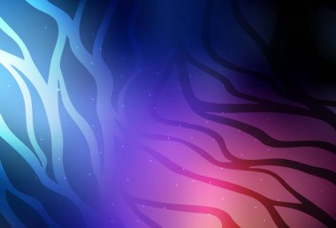 Koyu mavi, kırmızı vektör desenli ve ince çizgili. Değişken çizgileri olan renkli geometrik örnek. Posterler ve afişler için iş tasarımı.