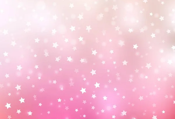 Rosa Claro Textura Vectorial Amarilla Con Copos Nieve Colores Estrellas — Vector de stock